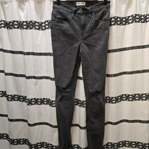 Madewell 9" Mid-Rise Skinny black ripped raw hem jeans size 27 Tall
